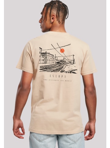 F4NT4STIC T-Shirt Escape Discover the World Town Train Station in sand
