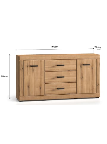 Feldmann-Wohnen Kommode Dora Evoke Eiche 160 / 40 / 85 cm