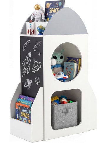 COSTWAY 2 in 1 Bücherregal Kinder in Raketenform 60 x 31 x 94 cm in Weiß