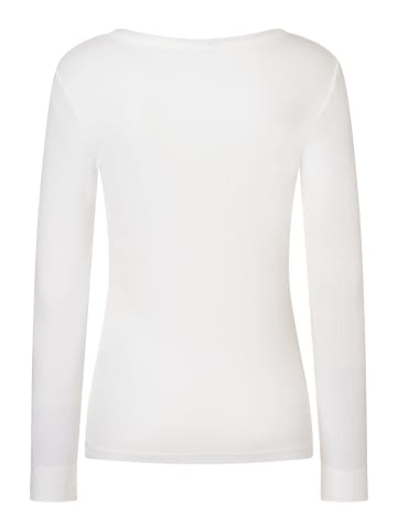 More & More glänzendes Langarm-Rippshirt in offwhite