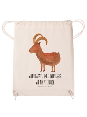 Mr. & Mrs. Panda Sportbeutel Sternzeichen Steinbock mit Spruch in Creme