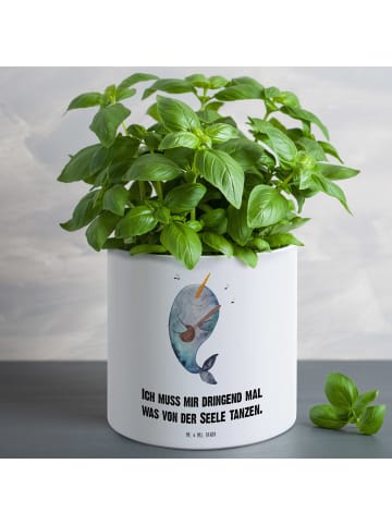 Mr. & Mrs. Panda Blumentopf Groß Narwal Gitarre mit Spruch in Weiß