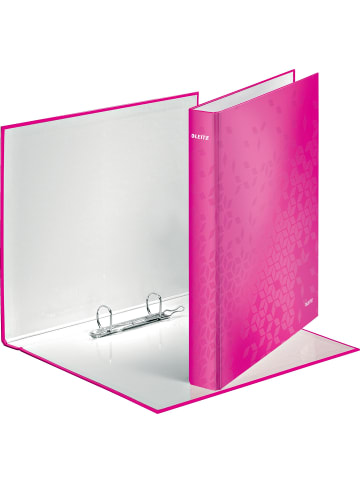 Leitz Ringbuch Wow A4 Pappe laminiert 2 Ringe 25mm pink metallic
