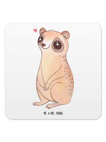 Mr. & Mrs. Panda Untersetzer Plumplori Glücklich ohne Spruch in Weiß