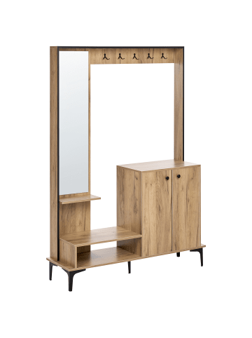 Beliani Möbel Set BROOME in Braun/Schwarz - (W) 114 x (H) 170 x (L) 35 cm