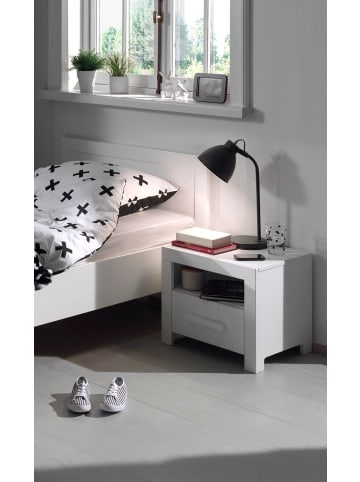 58 aufm Kessel NACHTSCHRANK Karalynn 50x39x42 mit Schublade aus MDF in Weiß