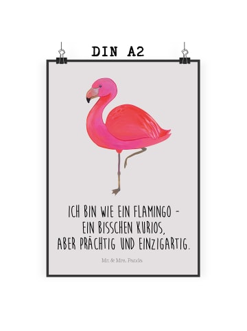 Mr. & Mrs. Panda wanddeko Flamingo Classic mit Spruch in Grau Pastell