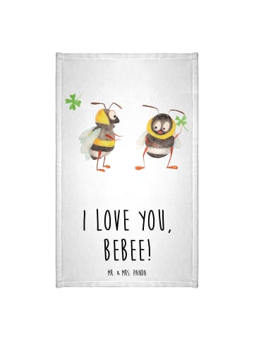 Mr. & Mrs. Panda Gästehandtücher Bienen Paar mit Spruch in Weiß