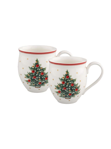 Villeroy & Boch Becher mit Henkel Set 2tlg., Tannenbaum Toy's Delight in rot|weiß