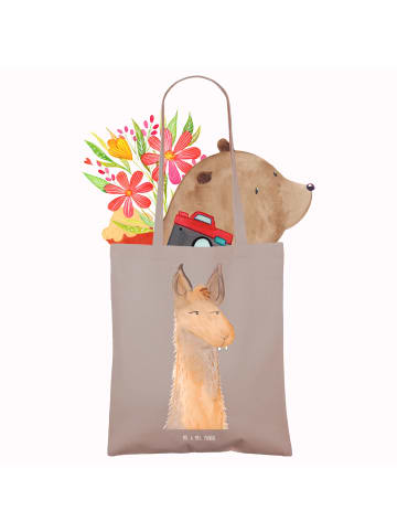 Mr. & Mrs. Panda Unitasche Lamakopf Genervt ohne Spruch in Braun Pastell