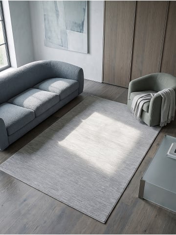 KADIMA DESIGN Teppich Kurzflor Streifen pflegeleicht Wohnzimmer Schlafzimmer Flur in Grau