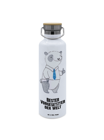 Mr. & Mrs. Panda Feldflasche Panda Bester Vorgesetzter der Welt ... in Weiß