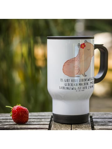 Mr. & Mrs. Panda Becher Capybara Blume mit Spruch in Weiß