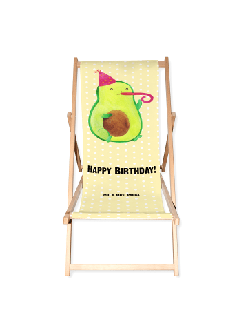 Mr. & Mrs. Panda Gartenliege Avocado Geburtstag mit Spruch in Gelb Pastell