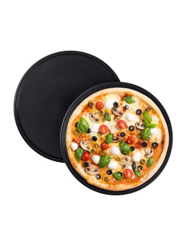 relaxdays 4x Pizzablech in Grau - Ø 32 cm