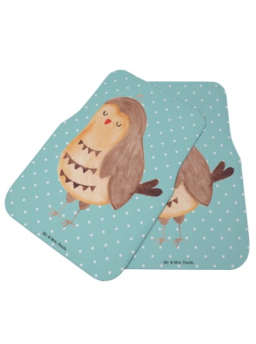 Mr. & Mrs. Panda Automatte Eule Zufrieden ohne Spruch in Türkis Pastell