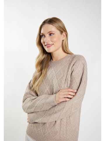 DreiMaster Damen Strickpullover in Beige Braun Melange