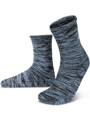 Polar Husky Farbige Vollplüsch-Socken mit Wolle in Hellblau/Schwarz