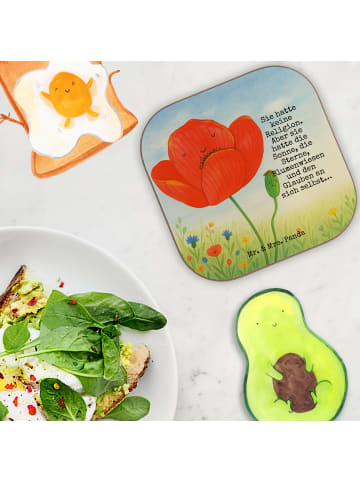 Mr. & Mrs. Panda Glasuntersetzer Blume Mohnblume Design mit Spruch in Weiß