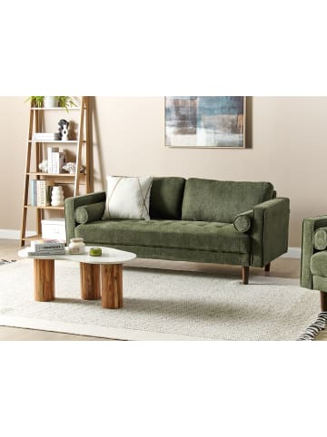 Beliani 3-Sitzer Sofa NURMO in Grün/Dunkler Holzfarbton - (W) 177 x (H) 78 x (L) 74 cm