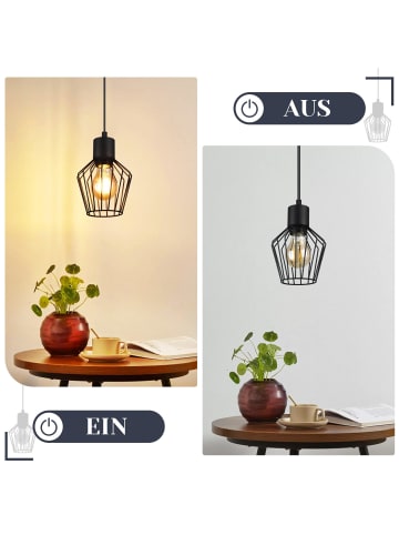 ZMH Pendelleuchte in schwarz 1-flammige E27 rund Vintage Käfigform