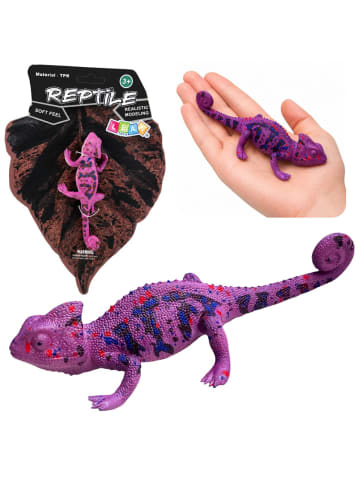 Wisam Chamäleon-Gummifigur, dehnbar, realistisch, lila Reptil, 14 cm