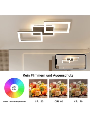 ZMH Deckenleuchte LED in schwarz 3000K-6500K dimmbar 46W moderne Wohnzimmerlampe