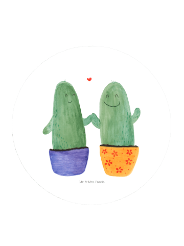 Mr. & Mrs. Panda Rund Magnet Kaktus Liebe ohne Spruch in Weiß