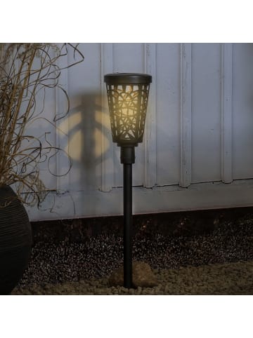 STAR Trading LED Solar Gartenleuchte, schwarze Gartenfackel, Wegeleuchte, warmweiß,