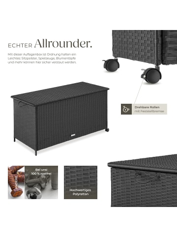 tectake Aluminium Auflagenbox mit Rattangeflecht, 116 x 54 x 64 cm