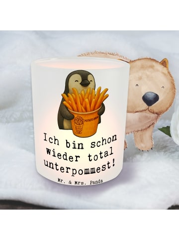 Mr. & Mrs. Panda Windlicht Pinguin Pommes Eimer mit Spruch in Transparent