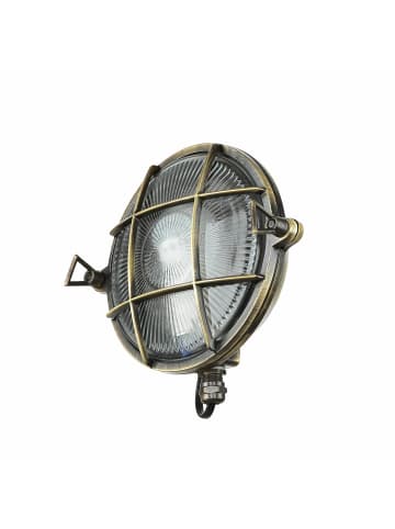 Licht-Erlebnisse Außen Wandlampe Ø 18 x (H)18 cm in Messing Antik