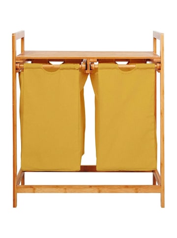 Lumaland Wäschekorb Bambus 73x64x33cm gelb 2 Wäschesäcke gelb