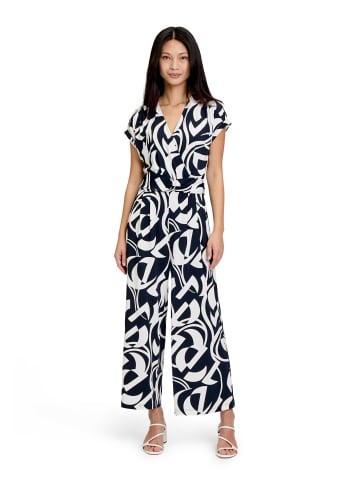 Betty Barclay Jumpsuit mit Eingrifftaschen in Dunkelblau/Weiß