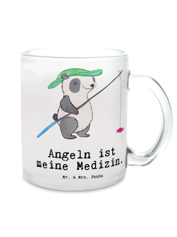 Mr. & Mrs. Panda Teetasse Panda Angeln mit Spruch in Transparent