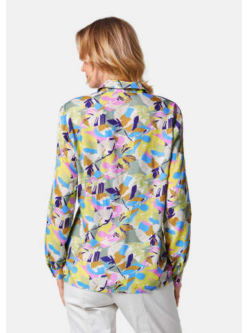 GOLDNER Kurzgröße:  Druckbluse aus hochwertiger Viskose in marine / gemustert