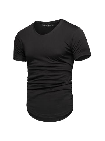 Amaci&Sons Basic Oversize T-Shirt mit V-Ausschnitt BELLEVUE in Schwarz