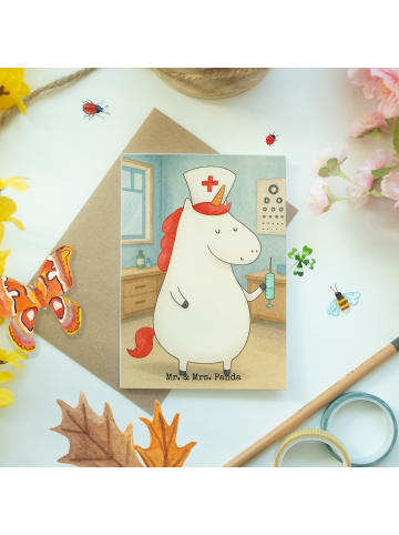 Mr. & Mrs. Panda Beileidskarte Einhorn Krankenschwester Design o... in Weiß