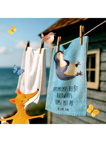 Mr. & Mrs. Panda Handtuch Pinguin Lachen mit Spruch in Eisblau