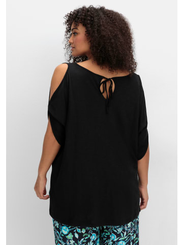 sheego Fledermausshirt in schwarz