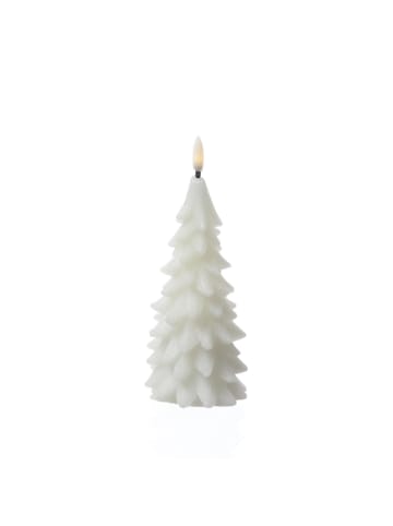MARELIDA LED Kerze Tannenbaum Weihnachtsbaum Echtwachs H: 19cm in weiß