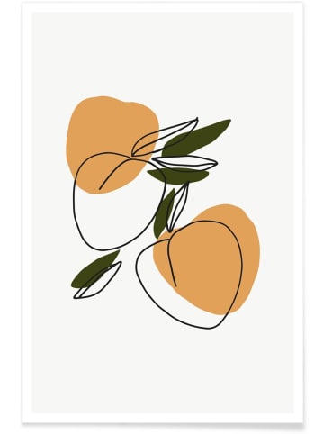 Juniqe Poster "Peaches" in Cremeweiß & Grau