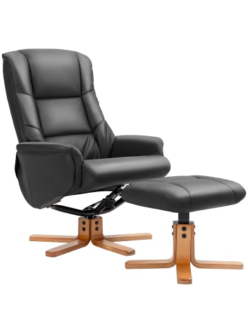 HOMCOM Relaxsessel mit Hocker-71L x 84B x 102H cm-Schwarz