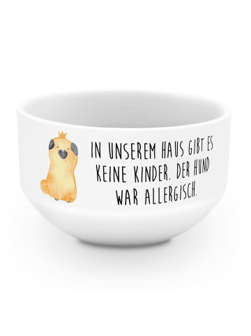 Mr. & Mrs. Panda Dessertschale Mops Krone mit Spruch in Weiß