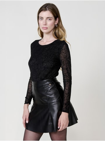 KOROSHI Langarm-T-Shirt Damen Tüll in SCHWARZ