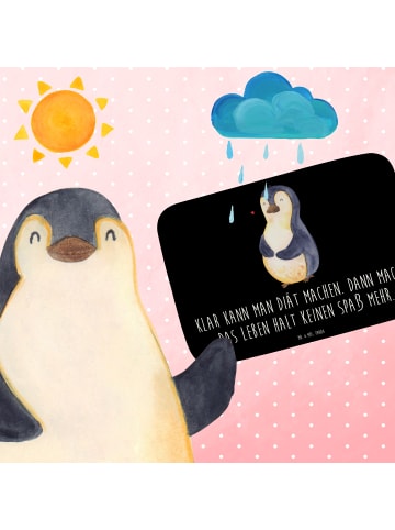 Mr. & Mrs. Panda Badematte Pinguin Diät mit Spruch in Schwarz