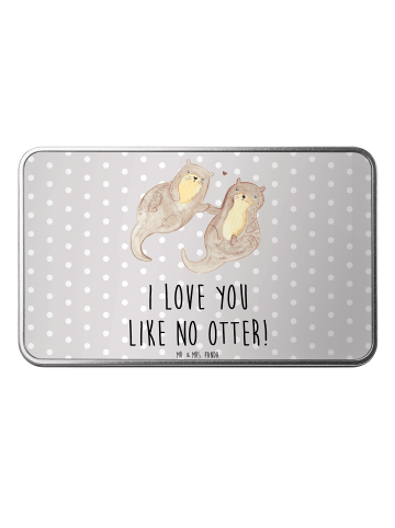 Mr. & Mrs. Panda Aufbewahrungsbox Otter Hände halten mit Spruch in Grau Pastell