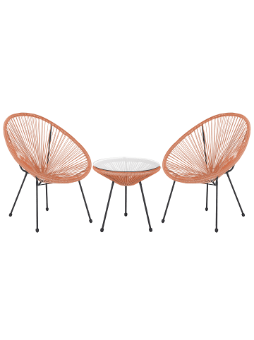 Beliani 3-tlg Bistro Set ACAPULCO II in Orange/Schwarz