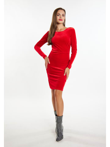 faina Damen Samtkleid Mit Strass in Rot