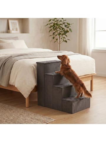relaxdays Hundetreppe in Grau - (B)40 x (H)65 x (T)70 cm